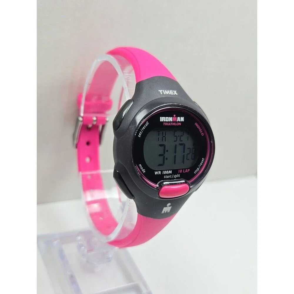 Timex Ironman Triathlon 10 Lap Womens Watch Pink Purple Indiglo New Battery